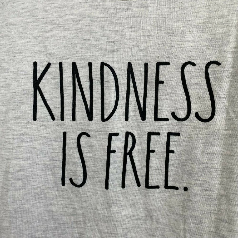 NWOT Rae Dunn Kindness is Free T-Shirt Short Sleeve Heather Grey Womens SZ XS - Picture 2 of 4